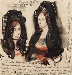 Corneliu Baba, Studiu pentru Spaniolă, 1973, acuarelă și creion pe hârtie
