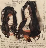 Corneliu Baba, Studiu pentru Spaniolă, 1973, acuarelă și creion pe hârtie