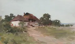 Nicolae Grigorescu, Case la Câmpina, 1902, ulei pe lemn