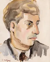 Samuel Mützner, Autoportret, acuarelă și creion pe hârtie