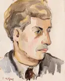 Samuel Mützner, Autoportret, acuarelă și creion pe hârtie