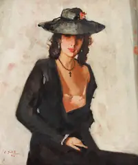 Eleganță by Francisc Gall, 1940, ulei pe placaj, sold Oct 2023