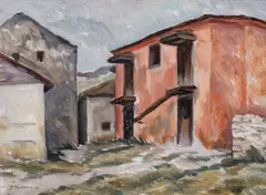 Case la Balcic by Dan Ialomiţeanu, 1932, ulei pe carton, offered Oct 2023