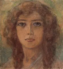 Inocență by Ștefan Luchian, cărbune și pastel pe pânză lipită pe carton, sold Oct 2023