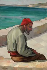 Dan Ialomiţeanu, Ahmet Ali (Pe faleză la Balcic), 1929, ulei pe carton