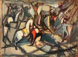Cavalcadă by Magdalena Rădulescu, ulei pe pânză, sold Oct 2023
