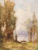 Theodor Aman, Pe lac, acuarelă pe hârtie
