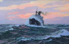 În larg by Dimitrie Știubei, 1980, ulei pe pânză, sold Oct 2023