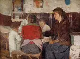 Nicolae Enea, La masă, 1930, ulei pe pânză