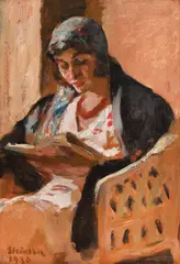 Ipolit Strâmbu, Lectură, 1930, ulei pe carton