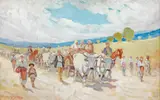 Jean Cheller, Întoarcerea de la câmp, 1937, ulei pe carton