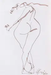 Horaţiu Mălăele, Nud, 2020, tuș pe hârtie