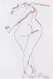 Horaţiu Mălăele, Nud, 2020, tuș pe hârtie