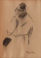 Evreu by Corneliu Baba, cărbune pe hârtie, sold Sep 2023