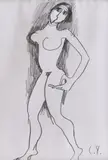 Nud by Constantin Piliuță, creion pe hârtie, sold Sep 2023