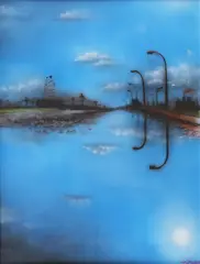 Mircea Suciu, Industrial Poetry, 2004, aerograf pe pânză
