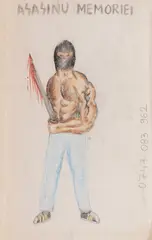 Asasinul memoriei by Sasha Robert Bandi, creion și creioane colorate pe hârtie lipită pe copertă, sold Sep 2023