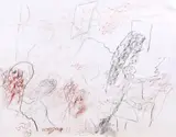 Aurel Cojan, Atelierul artistului, 1993, cărbune și creioane colorate pe hârtie