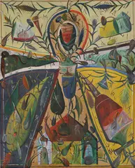Emblemă by Ștefan Pelmuș, 2001, ulei pe pânză, sold Sep 2023