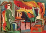 Dragoș Morărescu, În atelier, 1972, ulei pe carton