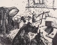 Emanuel Borcescu, Office, 2008, marker pe hârtie