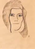 Vestală by Constantin Piliuță, cărbune pe hârtie, sold Sep 2023