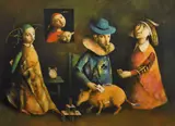 Georges Mazilu, Jeu de cartes avec tatou, cromolitografie