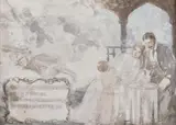 Tânără familie by Nicolae Vermont, acuarelă și creion pe hârtie, sold Sep 2023
