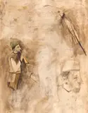 Sorin Ilfoveanu, Muzicant, 1984, laviu și tempera pe hârtie