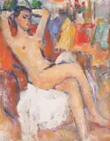 Ion Musceleanu, Nud în atelier, ulei pe carton