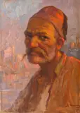 Samuel Bogdanovici, Portret de turc, ulei pe carton