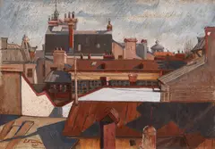 Tudor N. Pupezescu, Acoperișuri bucureștene, 1925, ulei pe carton