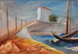 Sorin Ionescu, Bărci în port, ulei pe pânză