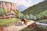 Ion Doboşariu, Întoarcerea de la târg, ulei pe carton