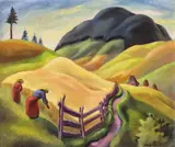 Carol Hübner, Culegătoare, 1936, ulei pe pânză