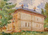 George Catargi, Sfânta Treime din Golești, acuarelă și creion pe hârtie