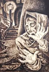 Carol Hübner, Frica, 1932, tuș pe hârtie