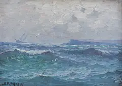Marină by Dimitrie Florian, ulei pe carton, sold Sep 2023