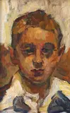 Școlar cu părul bălai by Rudolf Schweitzer–Cumpăna, ulei pe carton, sold Sep 2023
