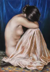 Intimitate by Mişu Teişanu, pastel pe hârtie, sold Sep 2023