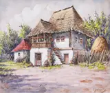 Ion Doboşariu, Căsuța bunicilor, acuarelă pe hârtie