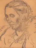 Ștefan Dimitrescu, Portretul Mariei Lebădă (soția artistului), creion pe hârtie