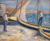 Constantin Bacalu, Bărci la Balcic, ulei pe carton