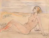 Theodor Pallady, Nud la plajă, acuarelă și creion pe hârtie