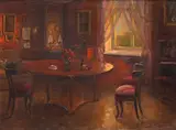 Samuel Bogdanovici, Interior de salon, ulei pe carton