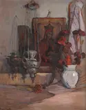 Gheorghe Teodorescu Romanaţi, Interior de chilie, ulei pe carton