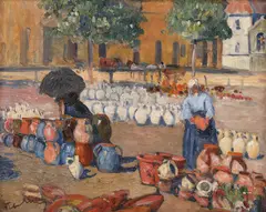 Ernő Tibor, Târg de oale la Baia Mare, cca. 1920, ulei pe pânză