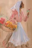 Ghelman Lazăr, Florăreasă, pastel pe hârtie