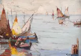 Rudolf Négely, Pescari, ulei pe pânză