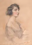Costin Petrescu, Eleganță, 1932, cărbune și pastel pe hârtie